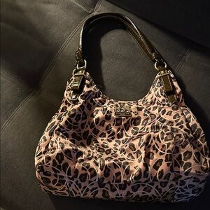 Coach Tan and Black Leopard Print Shoulder Bag NWOT